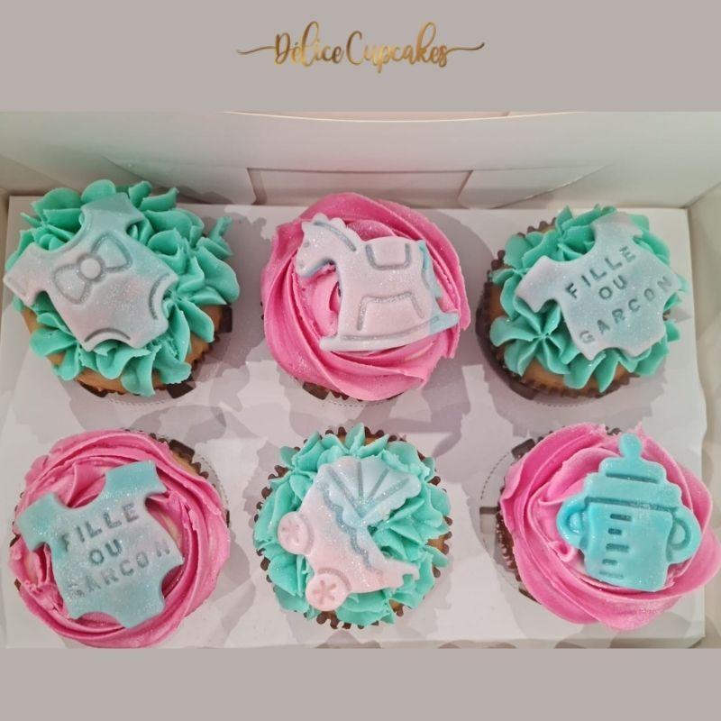 Cupcakes thème Bébé/ Naissance/ Gender Reveal à partir de