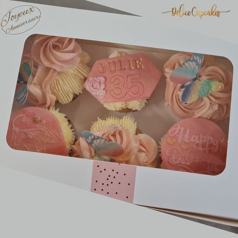 Coffret de cupcakes à offrir thème Fleurs