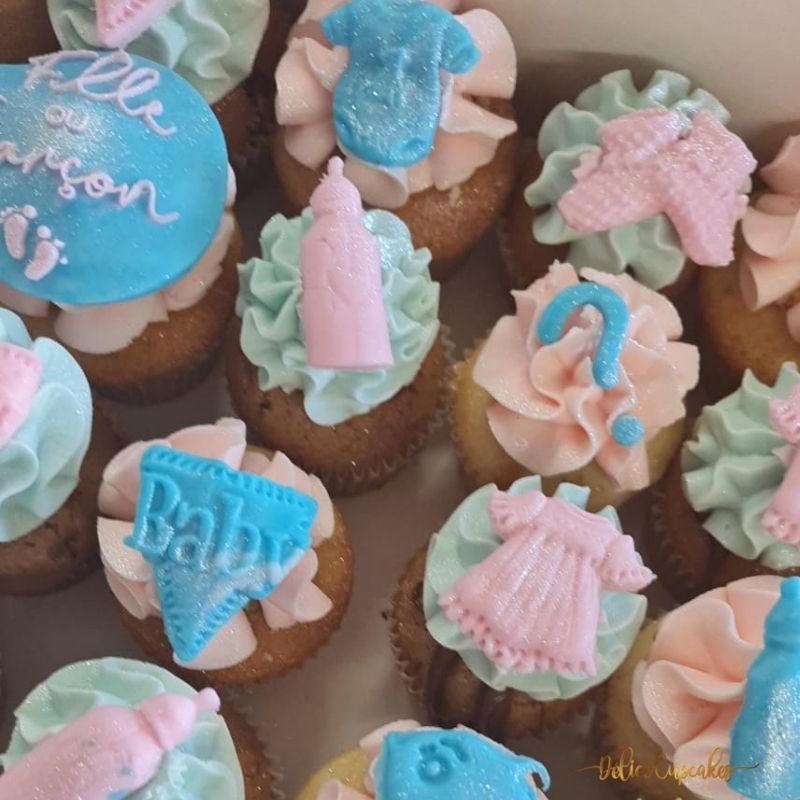Cupcakes thème Bébé/ Naissance/ Gender Reveal à partir de
