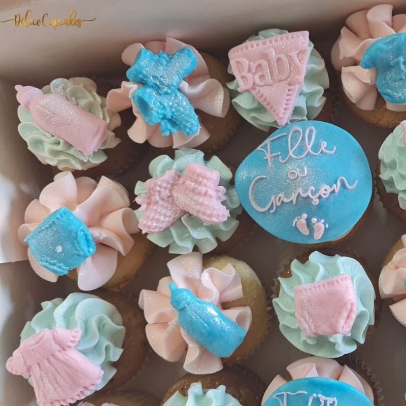 Cupcakes thème Bébé/ Naissance/ Gender Reveal à partir de
