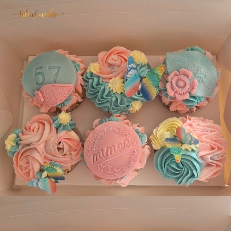 Coffret de cupcakes à offrir thème Fleurs
