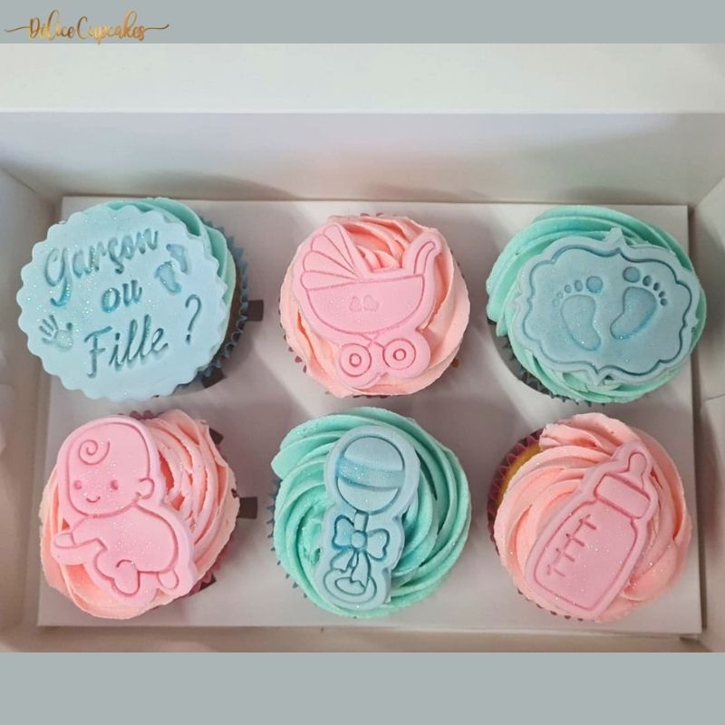 Cupcakes thème Bébé/ Naissance/ Gender Reveal à partir de