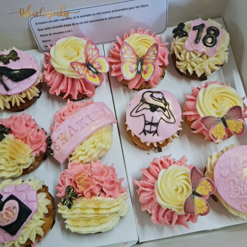 Coffret de cupcakes à offrir thème Fleurs