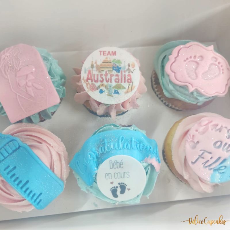 Cupcakes thème Bébé/ Naissance/ Gender Reveal à partir de