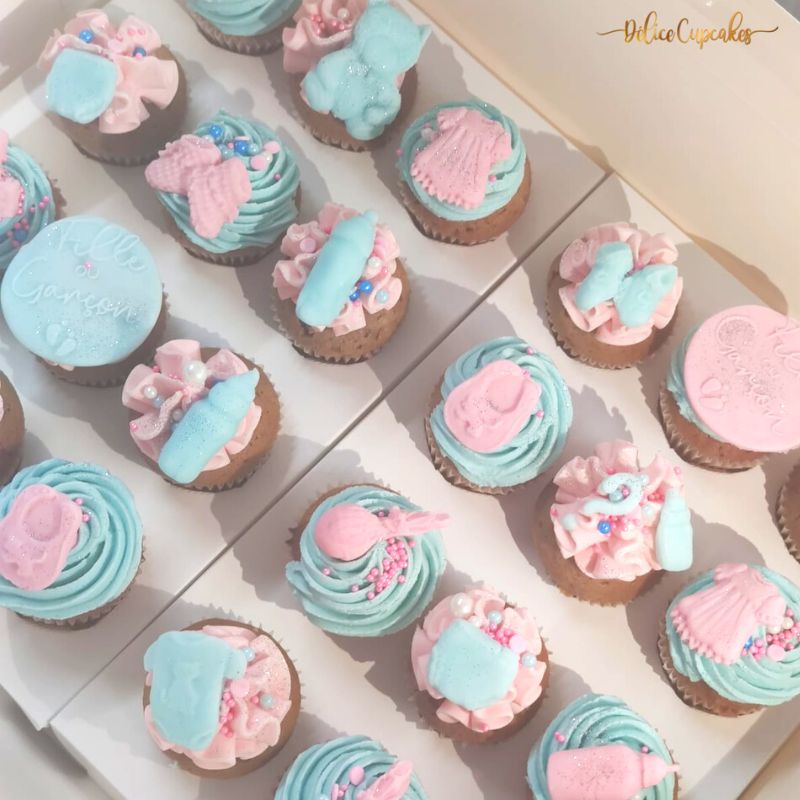 Cupcakes thème Bébé/ Naissance/ Gender Reveal à partir de