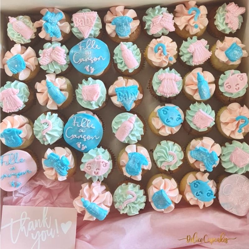 Cupcakes thème Bébé/ Naissance/ Gender Reveal  à partir de