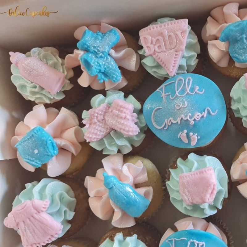 Cupcakes thème Bébé/ Naissance/ Gender Reveal  à partir de