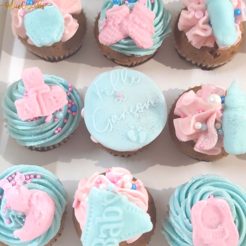 Cupcakes thème Bébé/ Naissance/ Gender Reveal  à partir de