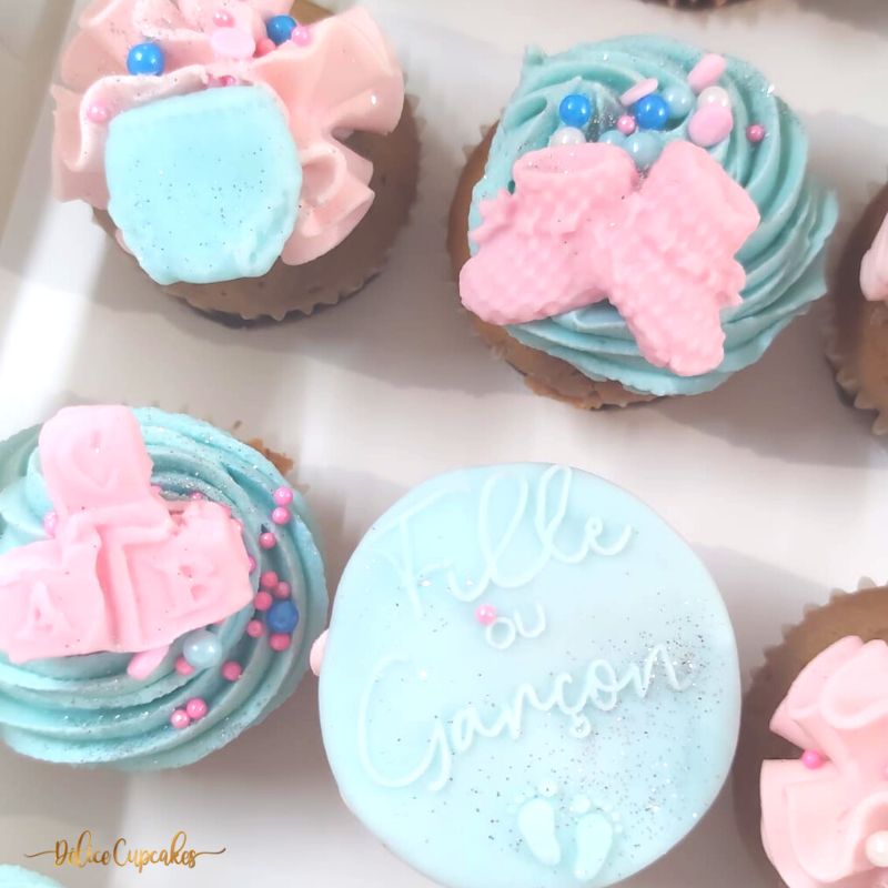 Cupcakes thème Bébé/ Naissance/ Gender Reveal  à partir de